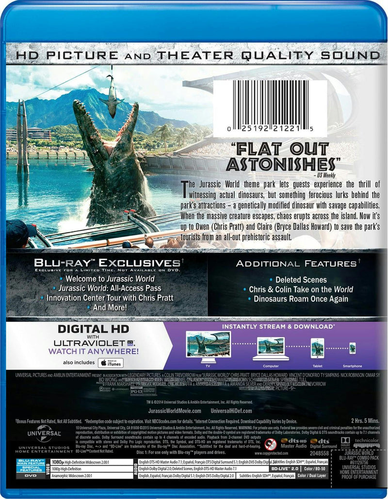 Jurassic World (DVD + Digital) [Blu-ray]