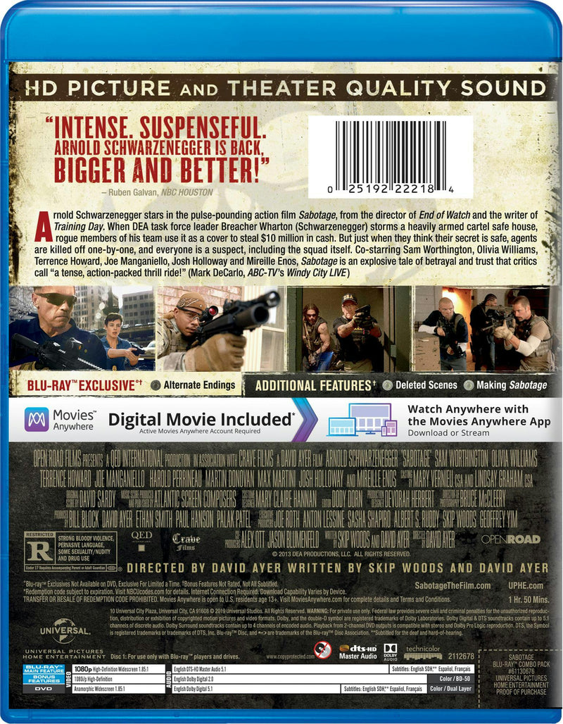 Sabotage (DVD + Digital + Ultraviolet) [Blu-ray]