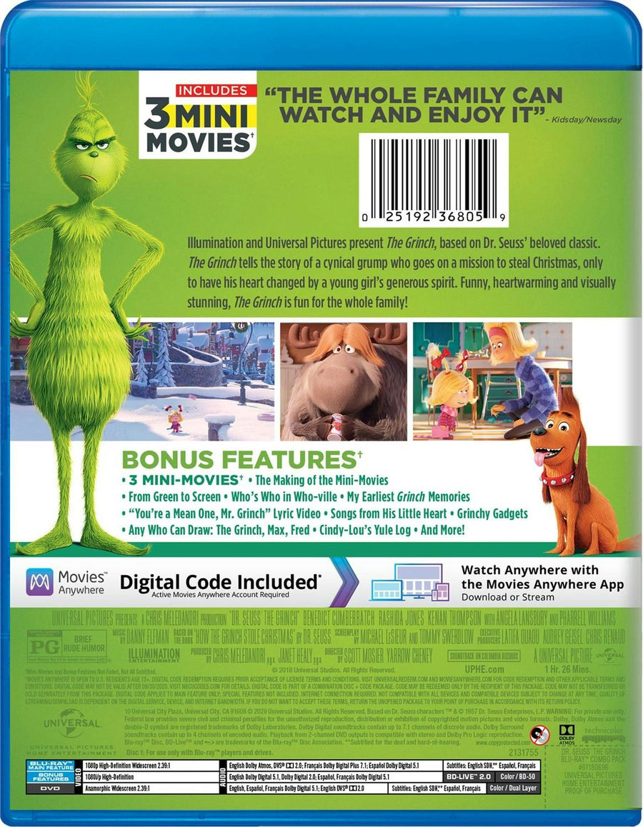 Illumination Presents: Dr. Seuss' The Grinch (DVD + Digital) [Blu-ray]