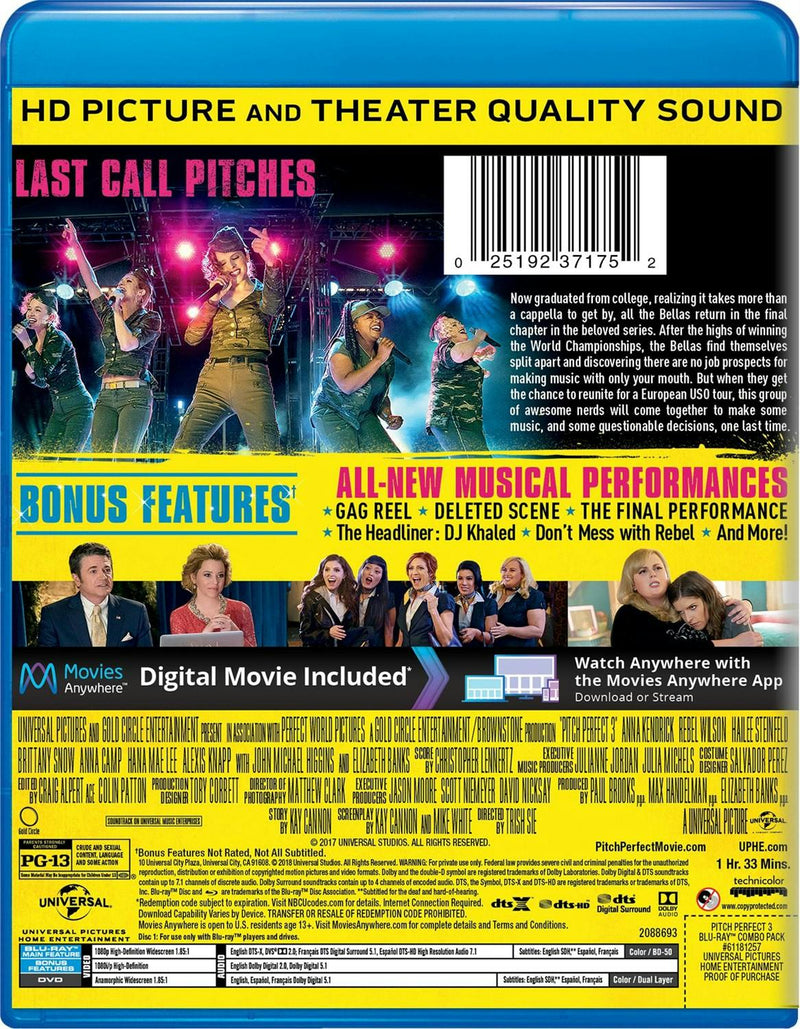 Pitch Perfect 3 (DVD + Digital) [Blu-ray]