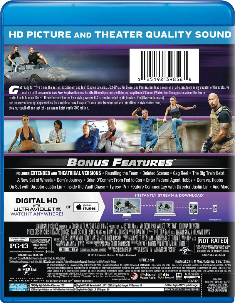 Fast & Furious 5 (Blu-ray + Digital HD) [Blu-ray]