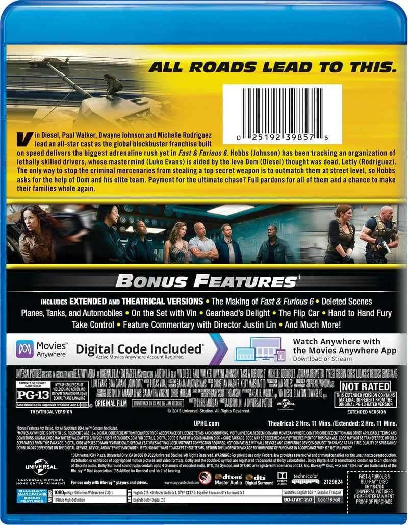 Fast & Furious 6 (Blu-ray + Digital HD) [Blu-ray]