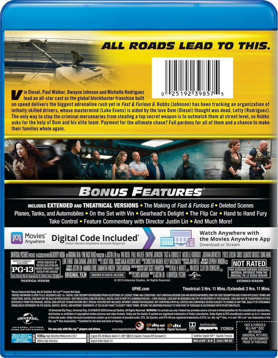 Fast & Furious 6 (Blu-ray + Digital HD) [Blu-ray]