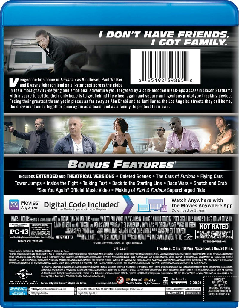 Fast & Furious 7 (Blu-ray Extended Edition) [Blu-ray]