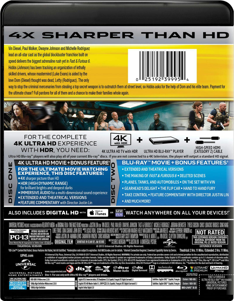 Fast & Furious 6 (4K Ultra HD) [UHD]