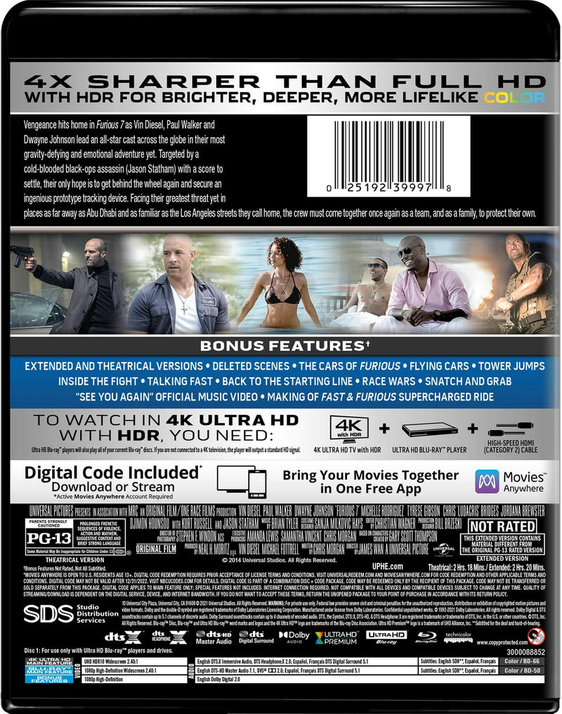 Fast & Furious 7 (4K Ultra HD) [UHD]