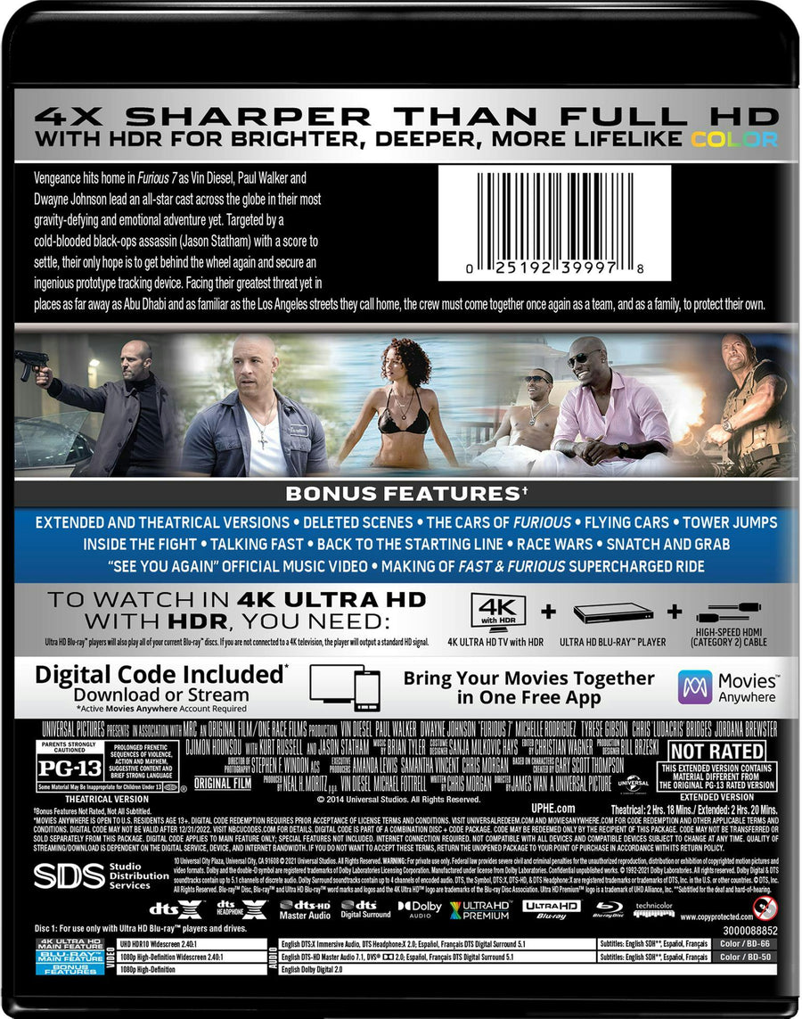 Fast & Furious 7 (4K Ultra HD) [UHD]