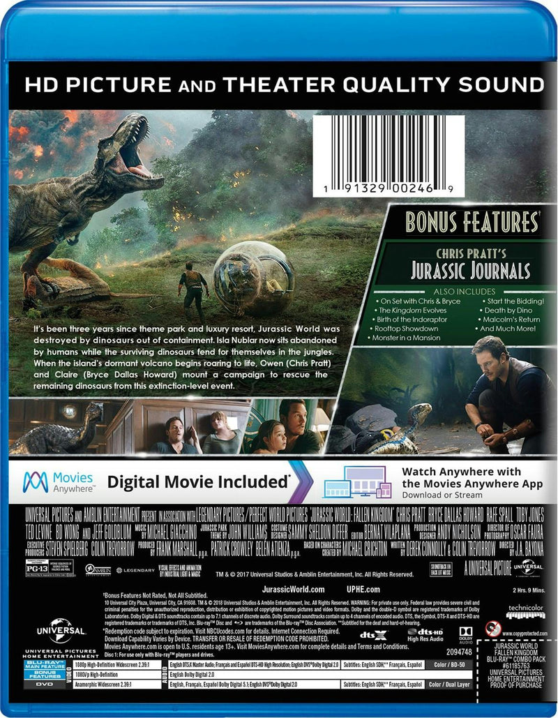 Jurassic World - Fallen Kingdom (BD Combo Pack) (with DVD) [Blu-ray]