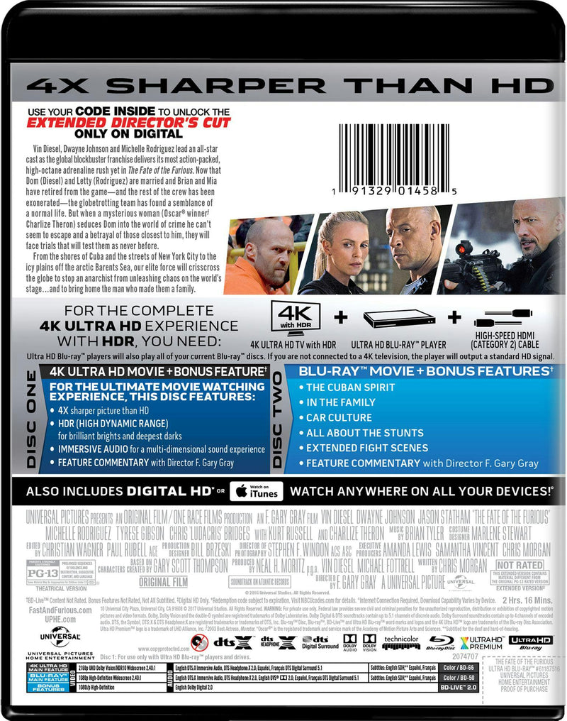 Fast & Furious 8 (4K Ultra HD + Blu-ray + Digital HD) [UHD]