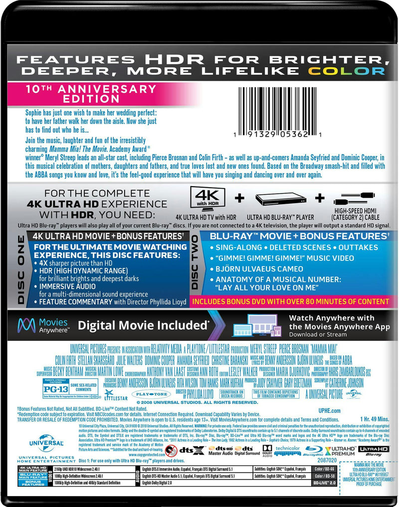 Mamma Mia! (4K Ultra HD (10th Anniversary)) [UHD]