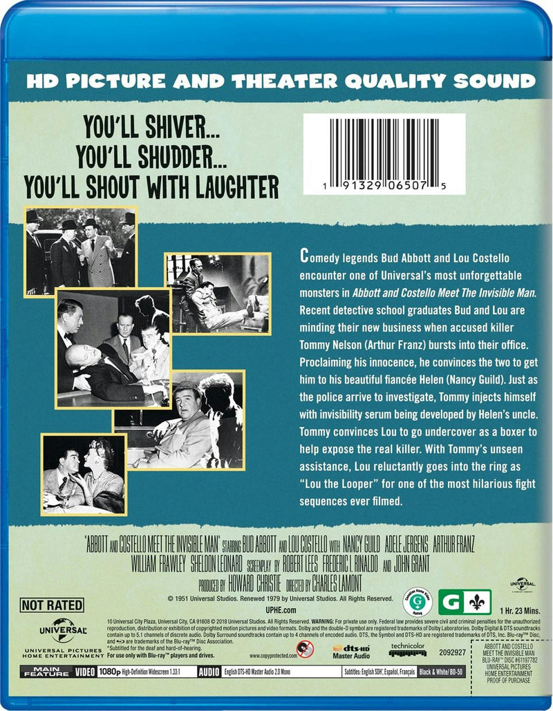 Abbott and Costello Meet the Invisible Man [Blu-ray]
