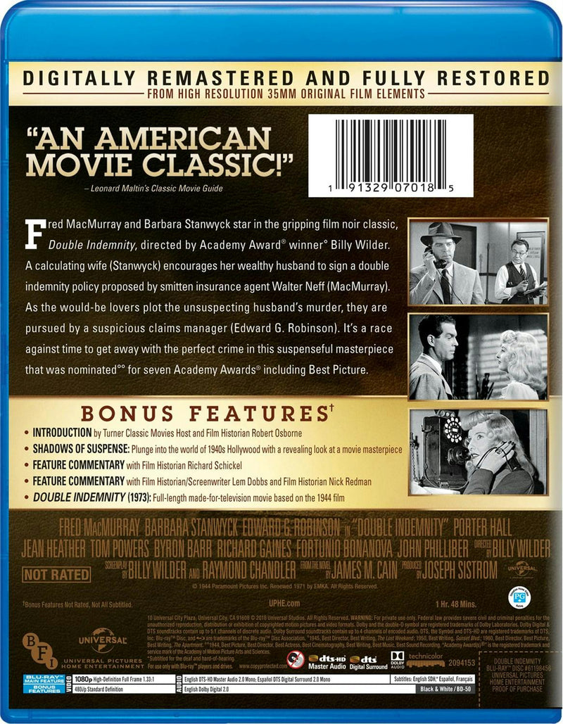 Double Indemnity [Blu-ray]