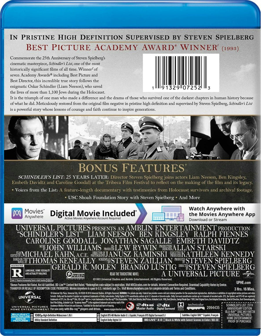 Schindler's List (25th Anniversary Edition) [Blu-ray]