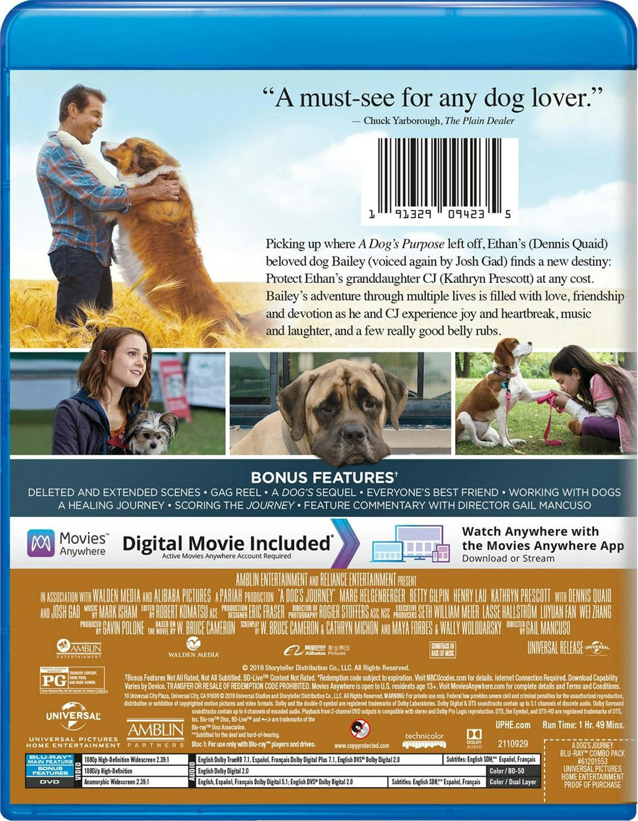 A Dog's Journey (DVD + Digital) [Blu-ray]