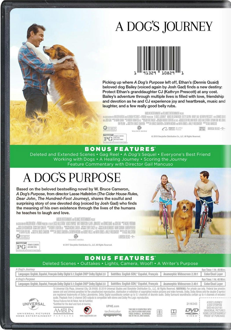 A Dog's Purpose/A Dog's Journey (DVD Double Feature) [DVD]