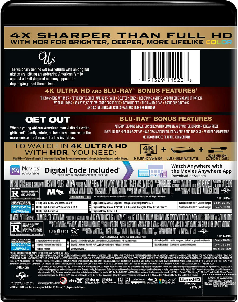 Us / Get Out Double Feature (4K Ultra HD) [UHD]