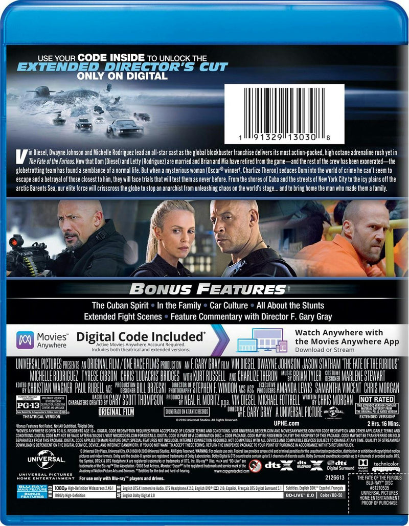 Fast & Furious 8: The Fate of the Furious (Digital) [Blu-ray]