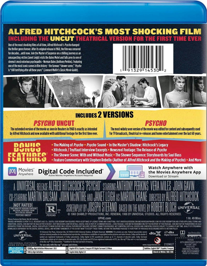 Psycho (60th Anniversary Edition) [Blu-ray]