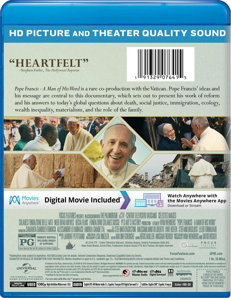 Pope Francis - A Man of His Word (Blu-ray + Digital HD) [Blu-ray]
