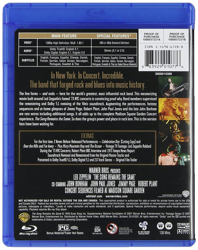 Led Zeppelin: The Song Remains the Same [Blu-ray]