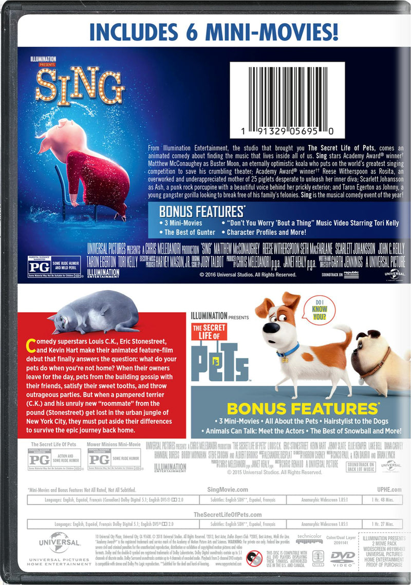 Sing/The Secret Life of Pets (DVD Double Feature) [DVD]