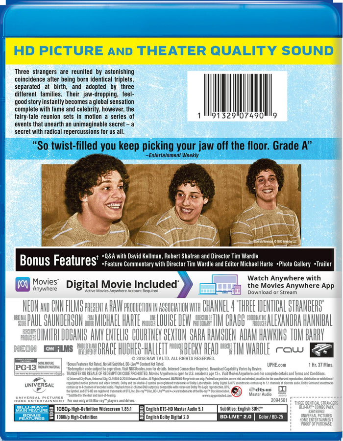 Three Identical Strangers (Blu-ray + Digital HD) [Blu-ray]