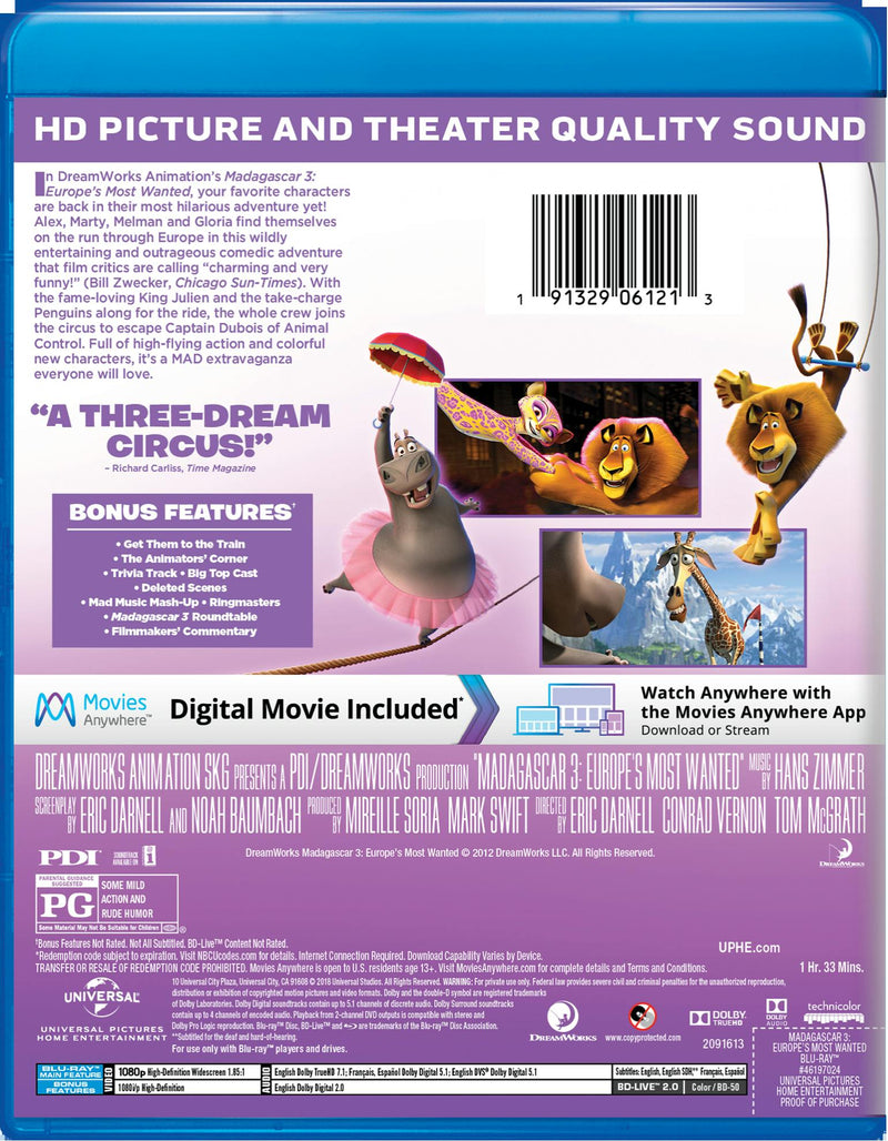 Madagascar 3 - Europe's Most Wanted (Blu-ray New Box Art) [Blu-ray]