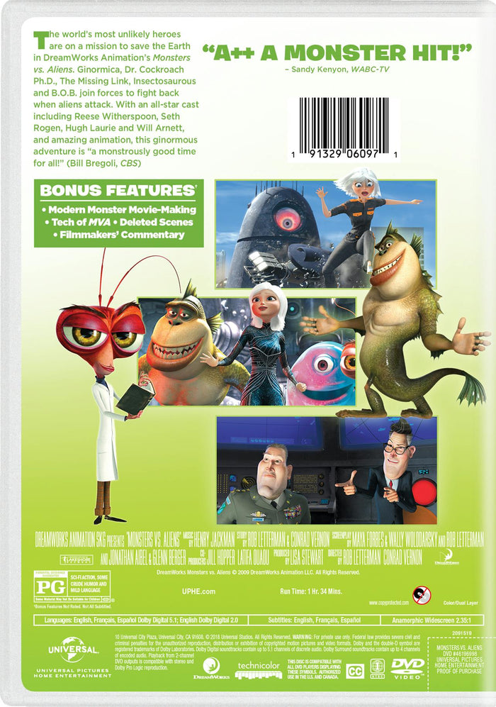 Monsters Vs Aliens (2018) (DVD New Box Art) [DVD]