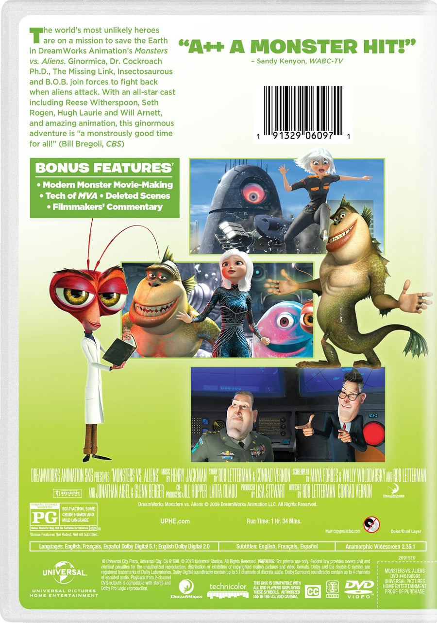 Monsters Vs Aliens (2018) (DVD New Box Art) [DVD]