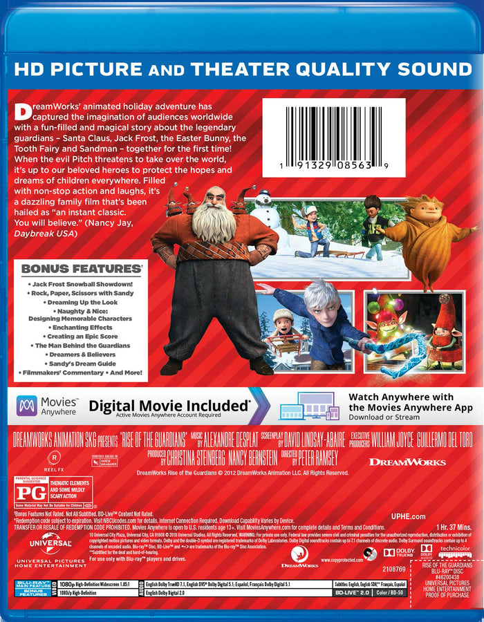 Rise of the Guardians (Digital + Holiday Art) [Blu-ray]