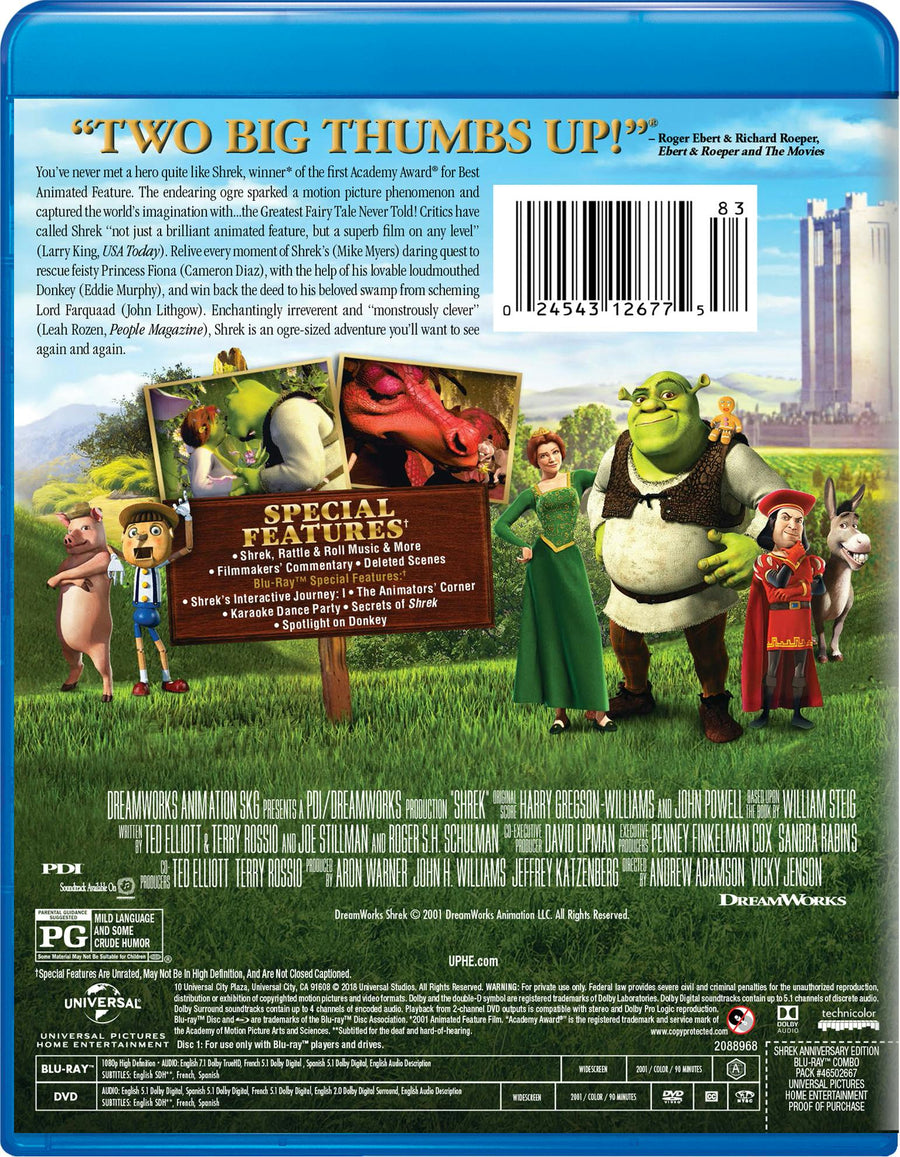 Shrek (Anniversary Edition + DVD) [Blu-ray]