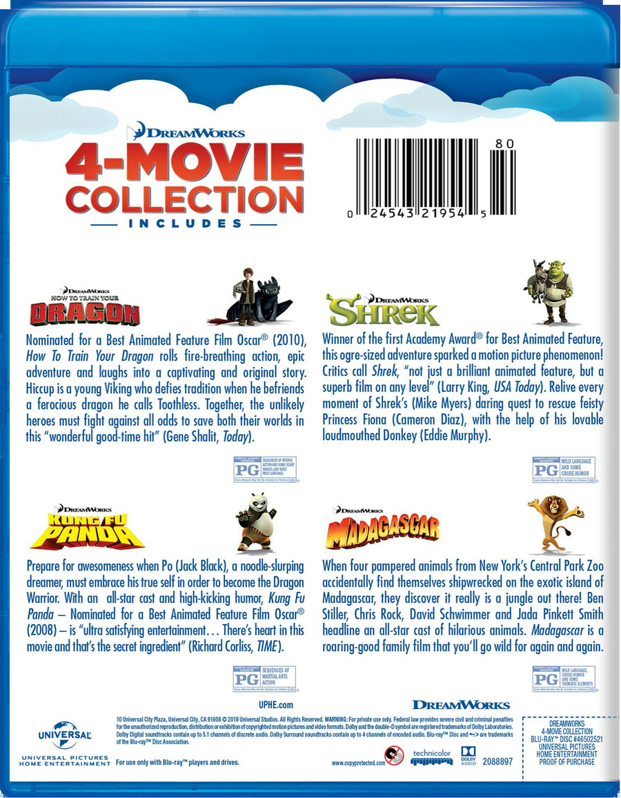 How to Train Your Dragon/Madagascar/Shrek/Kung Fu Panda (Blu-ray Set) [Blu-ray]