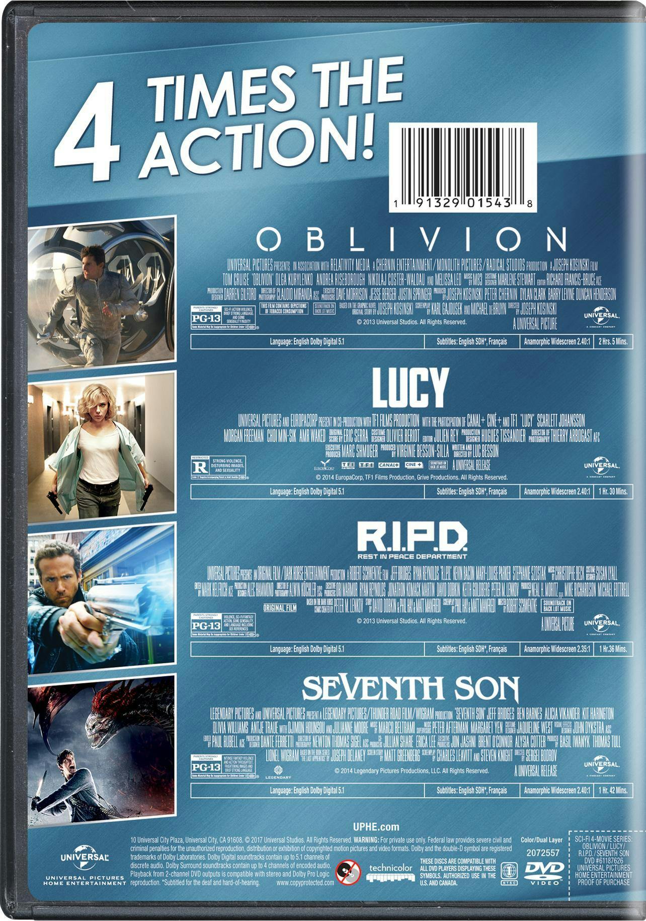 Oblivion/Lucy/R.I.P.D./Seventh Son (DVD Set) [DVD] – GRUV