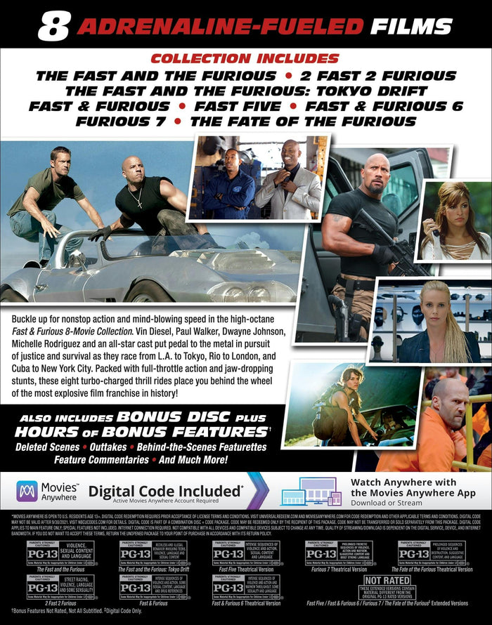 Fast & Furious: 8-movie Collection (Blu-ray + Digital HD) [Blu-ray]