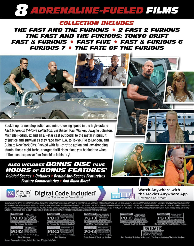 Fast & Furious: 8-movie Collection (Blu-ray + Digital HD) [Blu-ray]
