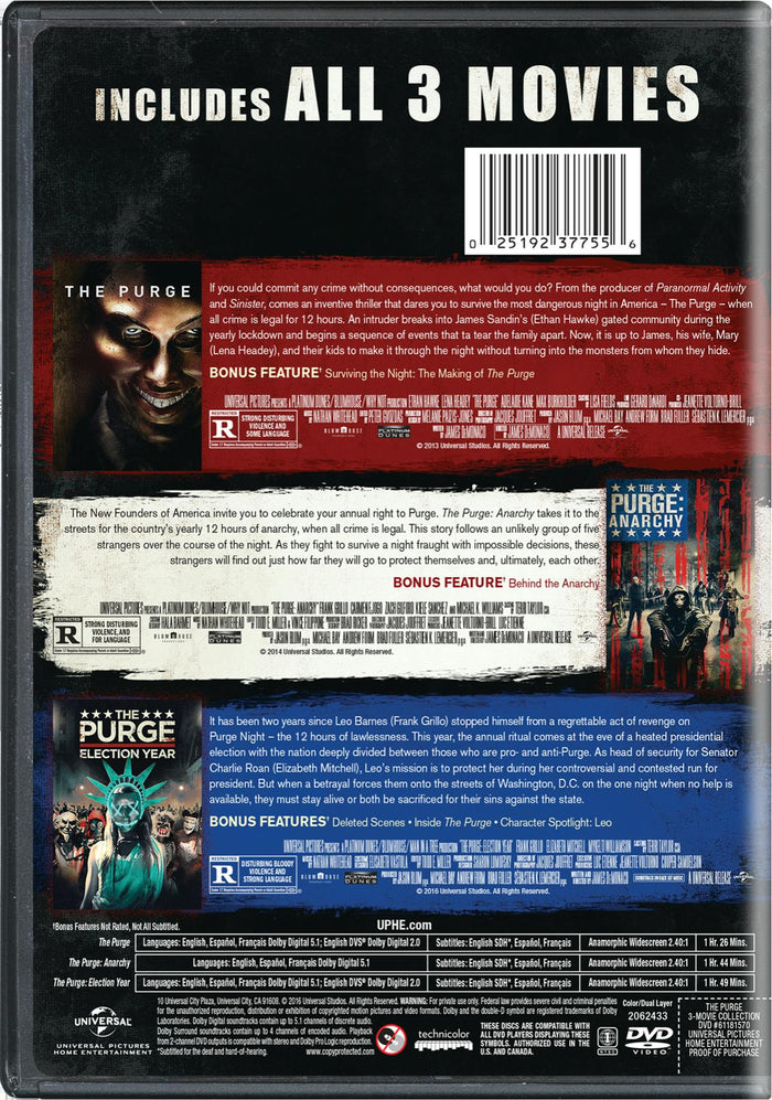 The Purge: 3-movie Collection [DVD]