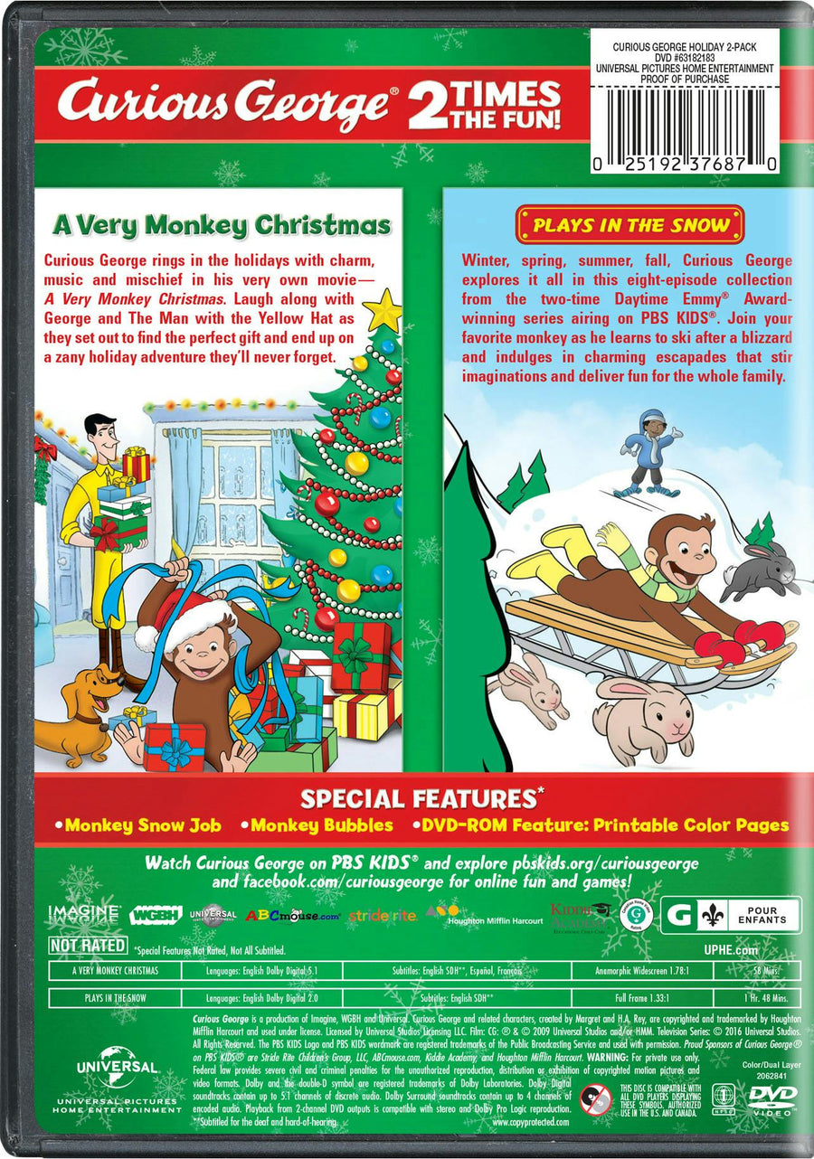 Curious George: A Very Monkey Christmas/Plays in the Snow (DVD Double Feature) [DVD]