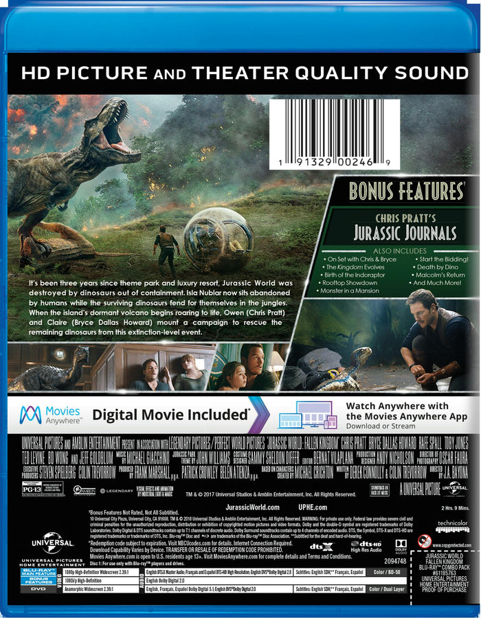 Jurassic World - Fallen Kingdom (BD Combo Pack) [Blu-ray]