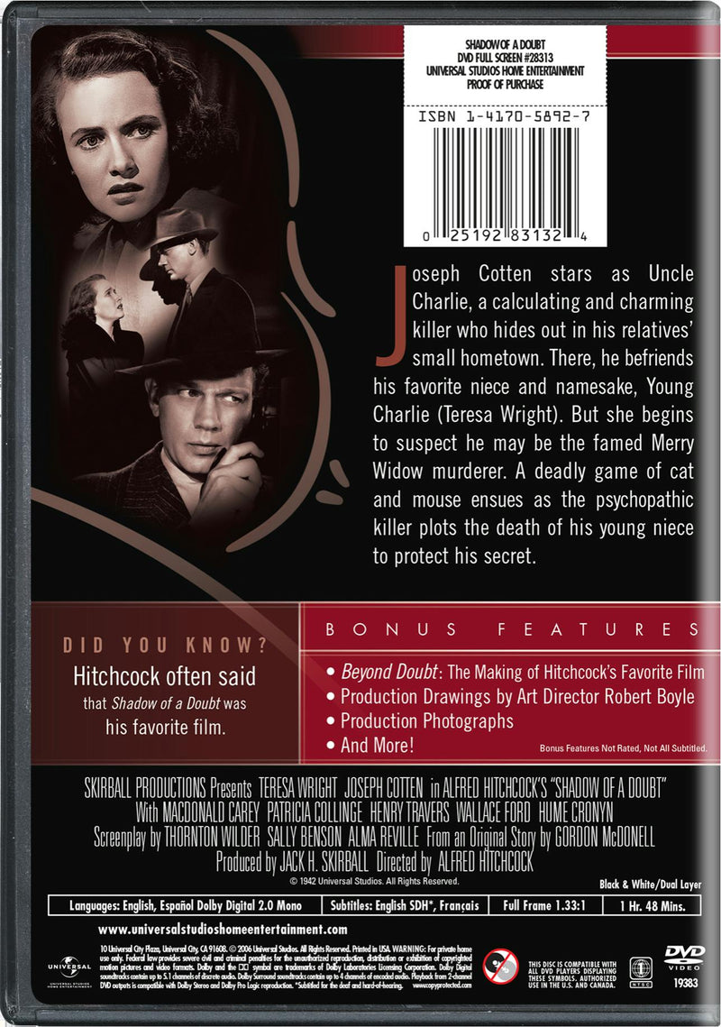 Shadow of a Doubt [DVD]