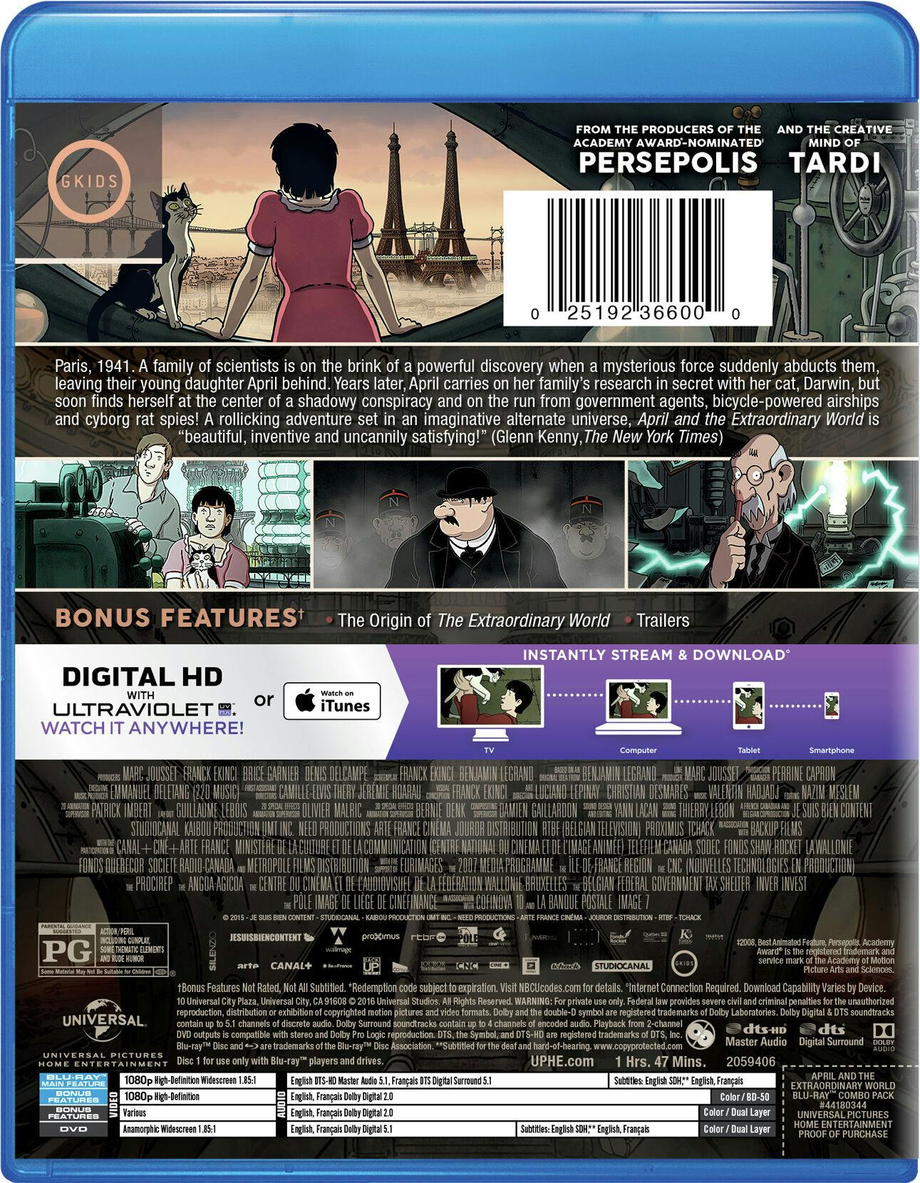 April and the Extraordinary World (DVD + Digital) [Blu-ray] – GRUV