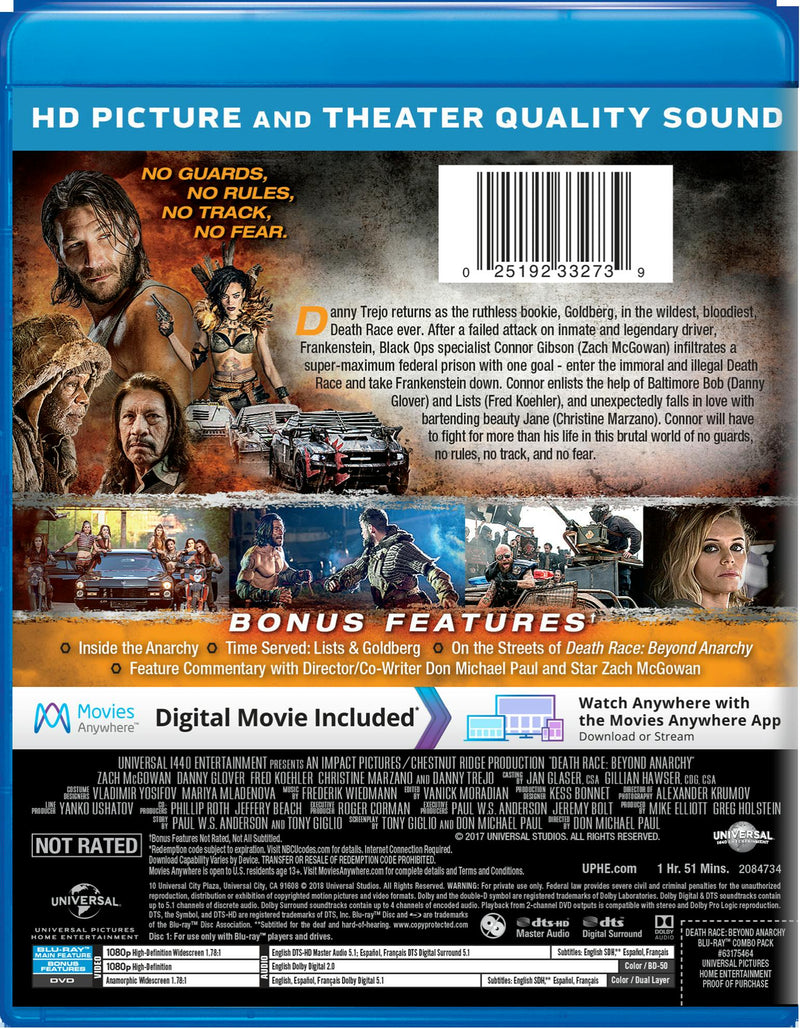 Death Race: Beyond Anarchy (Unrated & Unhinged DVD + Digital) [Blu-ray]
