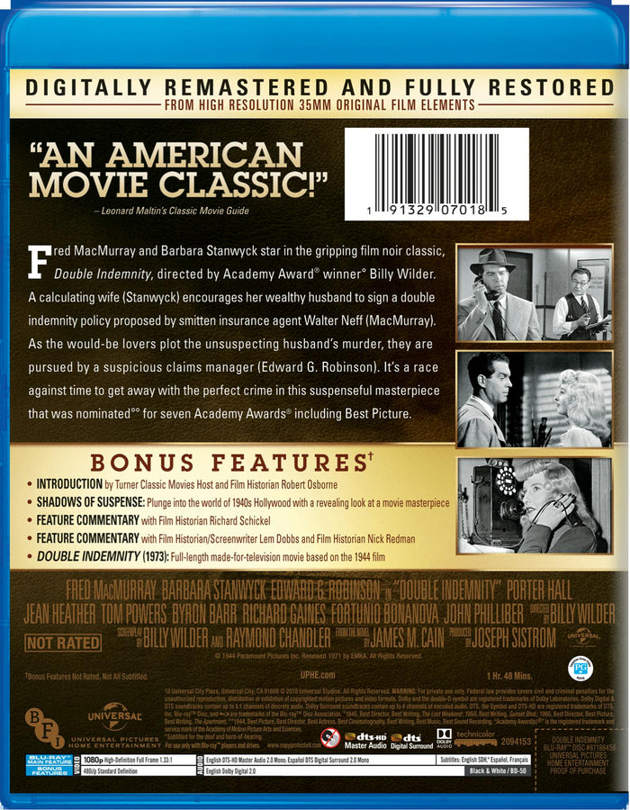 Double Indemnity [Blu-ray]