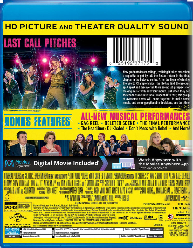 Pitch Perfect 3 (DVD + Digital) [Blu-ray]