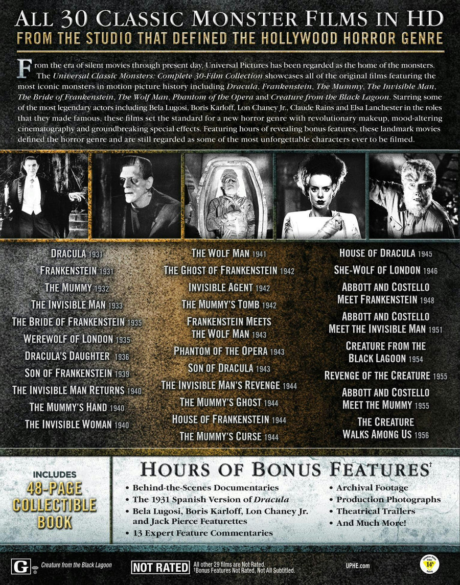 Universal Classic Monsters: Complete 30-Film Collection (Box Set) [Blu-ray]