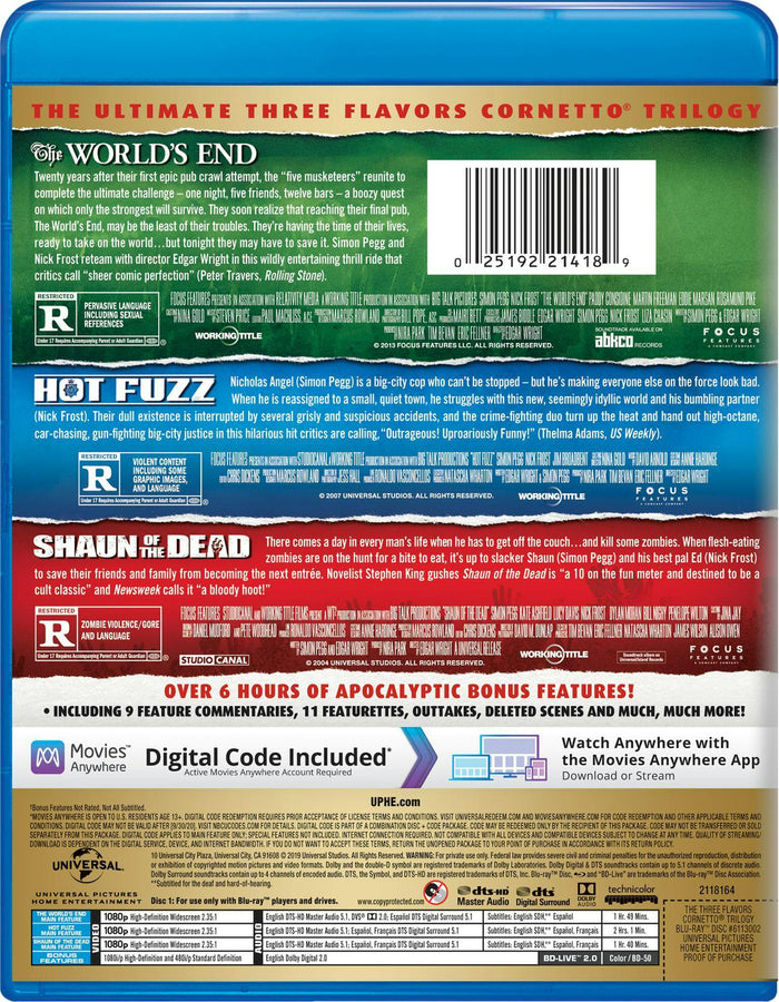 Shaun of the Dead/Hot Fuzz/The World's End (Blu-ray + Digital Copy) [Blu-ray]