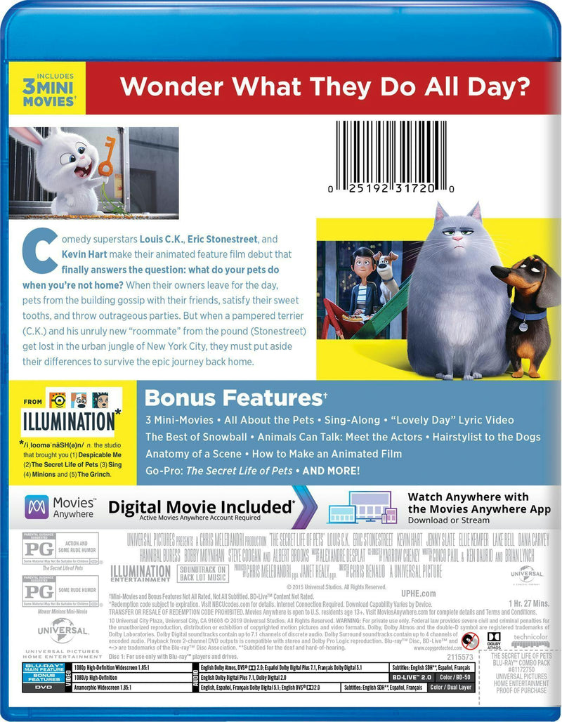 The Secret Life of Pets (DVD + Digital) [Blu-ray]