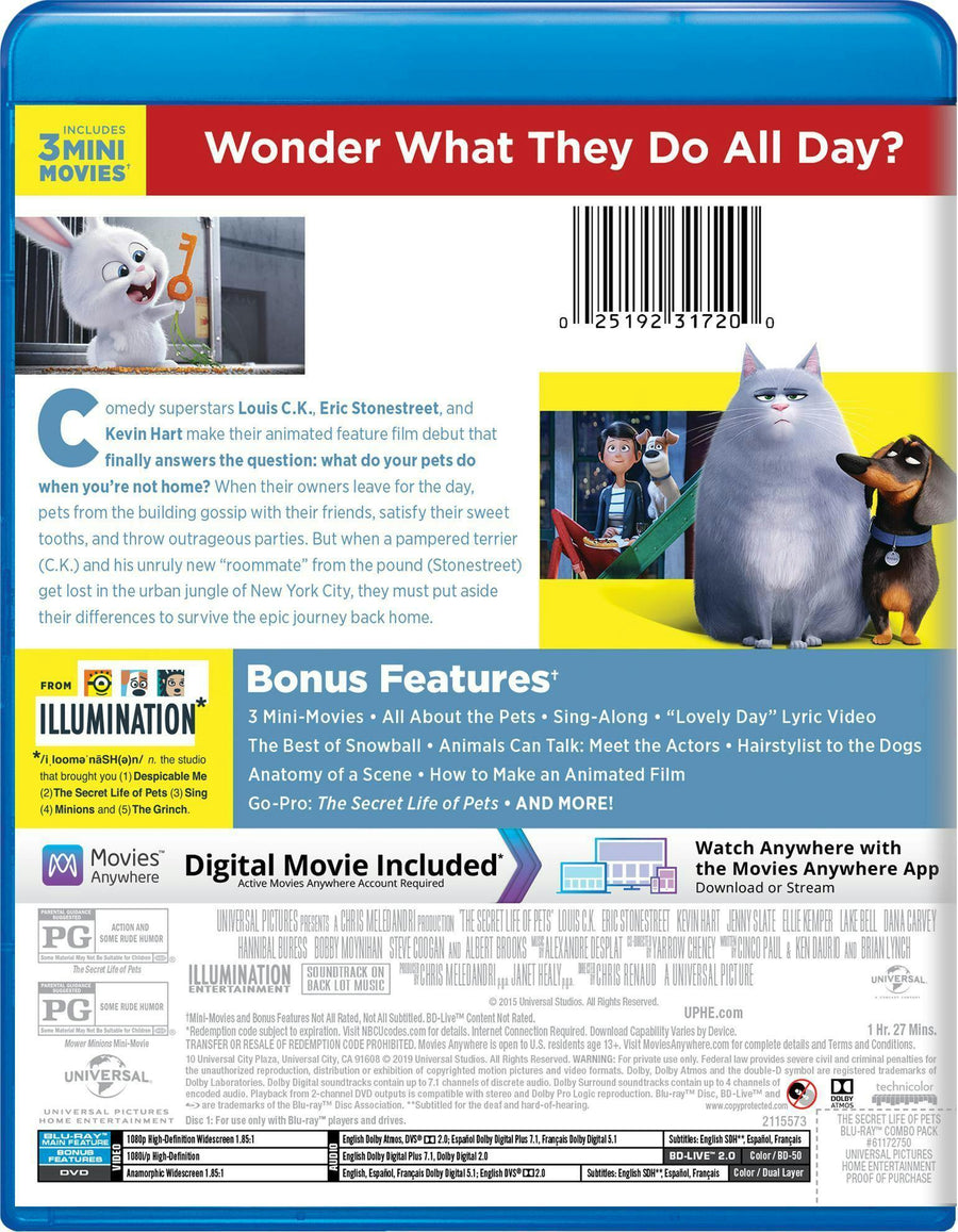 The Secret Life of Pets (DVD + Digital) [Blu-ray]