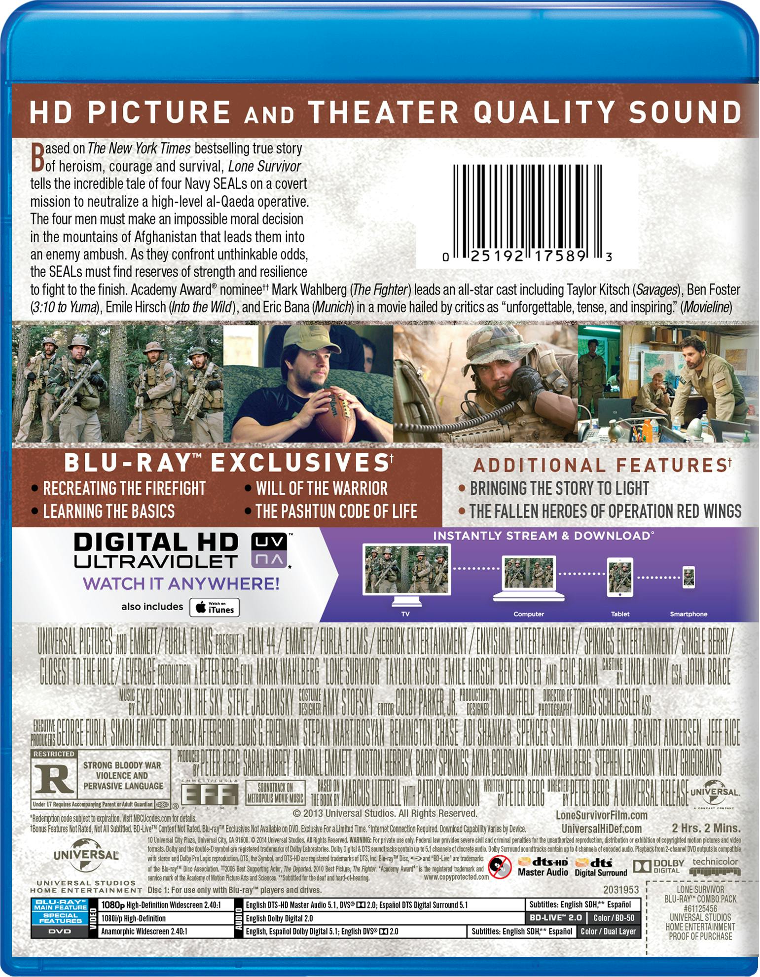 Lone Survivor (DVD + Digital + Ultraviolet) [Blu-ray] – GRUV