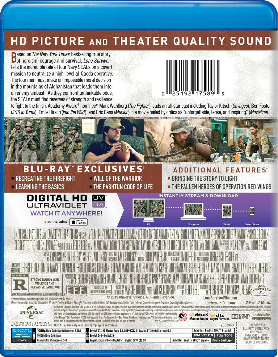 Lone Survivor (DVD + Digital + Ultraviolet) [Blu-ray]