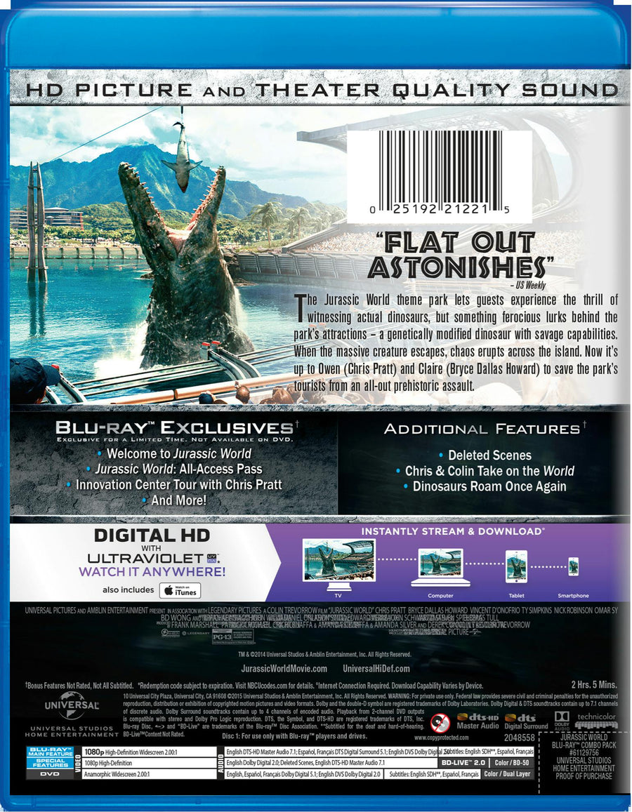Jurassic World (DVD + Digital) [Blu-ray]